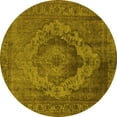 thumbnail image 1 of Ahgly Company Indoor Round Oriental Yellow Industrial Area Rugs, 4' Round, 1 of 4