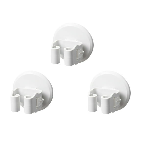 HOOWIFFY 3Pcs Mop and Broom Holder Wall Mounted for Tool Storage in Bathrooms Kitchens Balconies White ABS