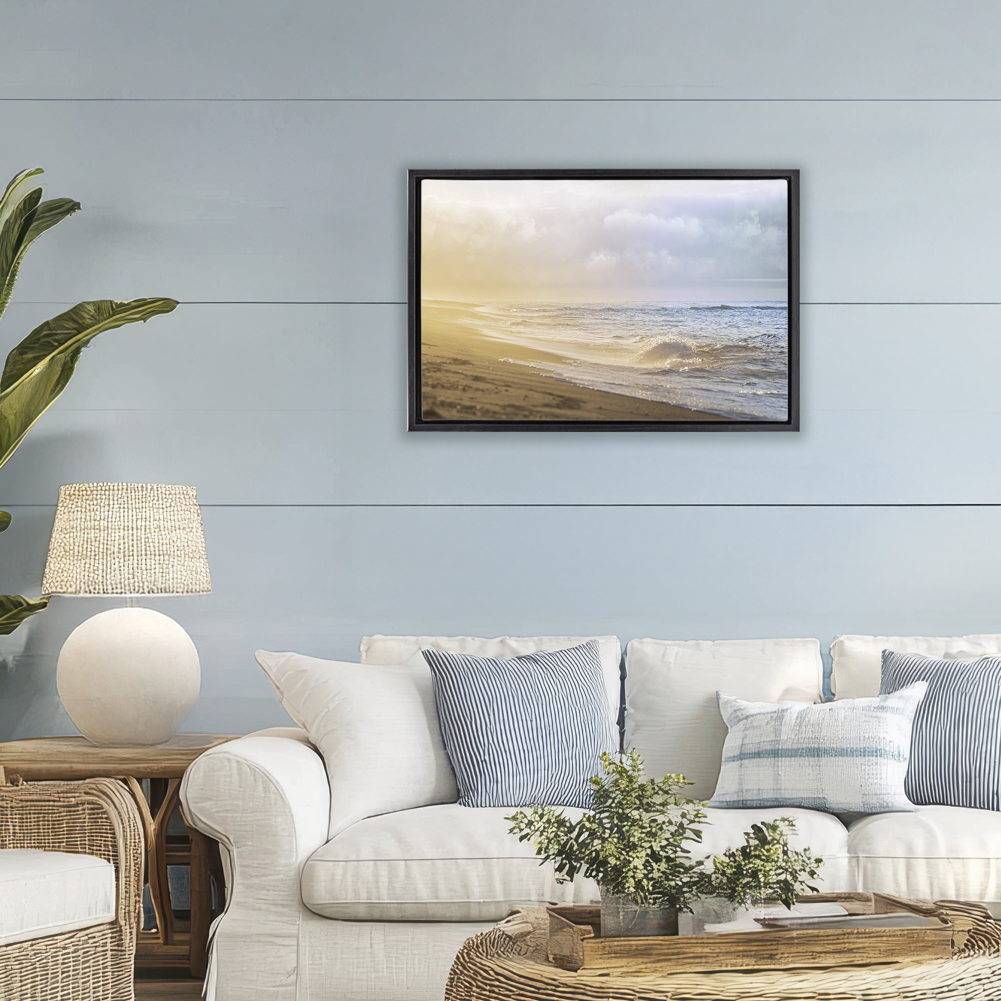 Stupell Industries Gentle Seaside Breeze Black Framed Floater Canvas Wall Art, design by Marcus Prime