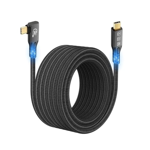 Quyaojz 20Gbps USB C 3.2 Gen 2x2 Cable, 90Degree Type C 4K@60Hz UHD Video 5A/240W PD3.1 Fast Charge Compatible with Thunderbolt 3/4 for iPhone 15Pro MacBook Dell Monitor SSd