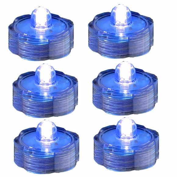 JYtrend Lumières de Thé Submersibles Lumineuses Florales Étanches Led pour Fête Mariage, Bleu, 6 Pcs