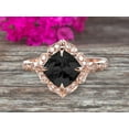 thumbnail image 6 of Milgrain Cushion Cut Black Diamond Moissanite Engagement Ring 2.05 Carat Glaring Wedding Ring 10k Rose Gold Floral Art Deco, 6 of 6