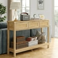 thumbnail image 4 of Furnihold 51.2"W Rattan Console Table with Charging Station & 3 Drawers, Wood Boho Entry Table for Living Room, Natural, 4 of 7