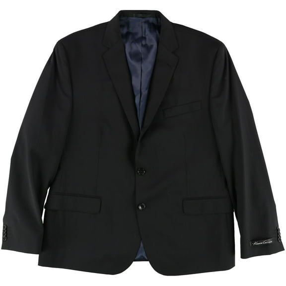 Kenneth Cole Mens Solid Two Button Blazer Jacket, Black, 44 Long