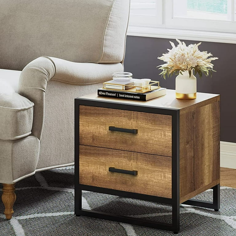 DEXTRUS Modern Farmhouse Bedside Storage Table with 2 DEXTRUS Modern Farmhouse Bedside Storage Table with 2
