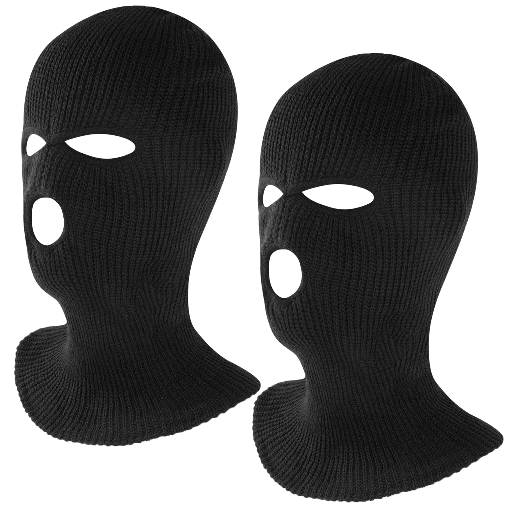 3 Hole Full Face Ski Mask, 2Pcs Unisex Knitted Face Neck Warm Mask