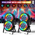 thumbnail image 1 of 4Pcs 7 LED Par Stage Light, 48 SMD LED Light Bulbs DJ Light with Strip, DMX512 Sound Activated Uplighting Lights for Wedding Party Halloween Decoration, 1 of 7