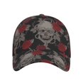 thumbnail image 2 of Naloa Original Classic Low Profile Hat Men Women Baseball Cap Dad Hat Adjustable Unconstructed Skull and Red Roses Print Cap, 2 of 9