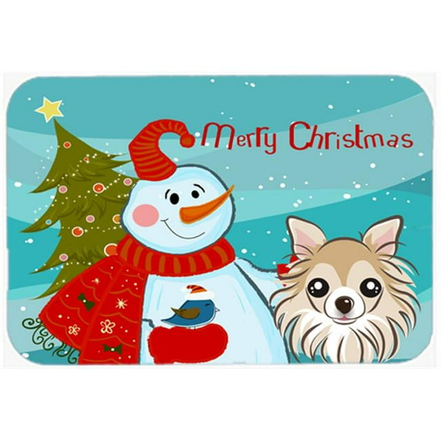 Snowman With Chihuahua Kitchen & Bath Mat, 20 x 30