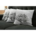 thumbnail image 2 of Sketchy Throw Pillow Cushion Case Pack of 4, Hot Summer Californian Surfing Vintage Car Sea Shore Beach Art, Modern Accent Double-Sided Print, 4 Sizes, Charcoal Grey White, by Ambesonne, 2 of 6