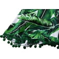 thumbnail image 3 of Women High Waisted Bikini Ruffle Swimsuit Flounce Pom Pom Trim Two Piece Bathing Suit Tassel Green Leaves (S, 3 of 7