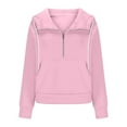 thumbnail image 6 of QATAINLAV 2025 Women's Half Zip Cropped Sweatshirts with Hood Solid Casual Fleece Lined Hoodies Long Sleeve Pullover Activewear Sweater Pink L, 6 of 9