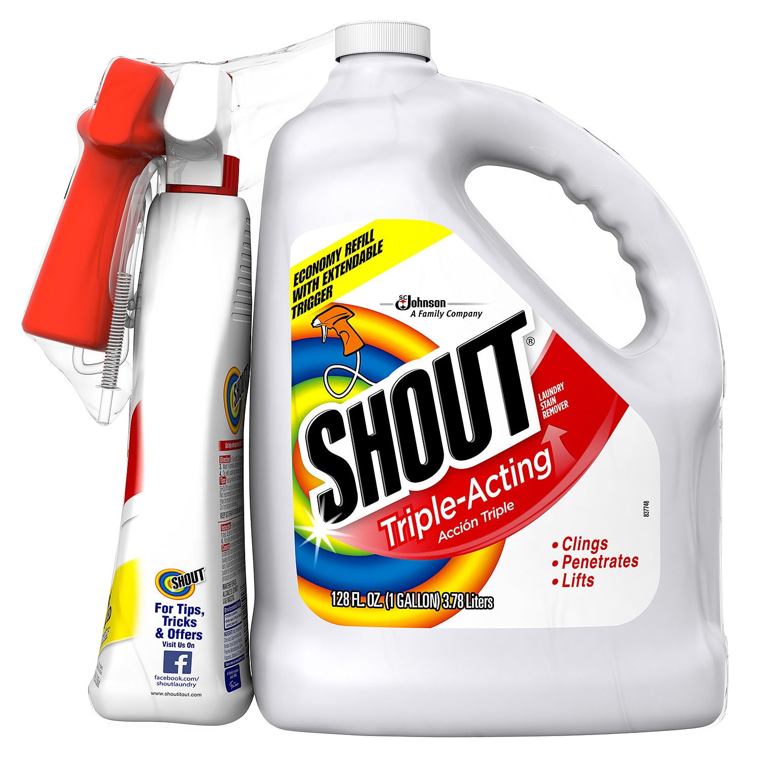 Shout Stain Remover with Extendable Trigger Hose 128 oz. + 22 oz
