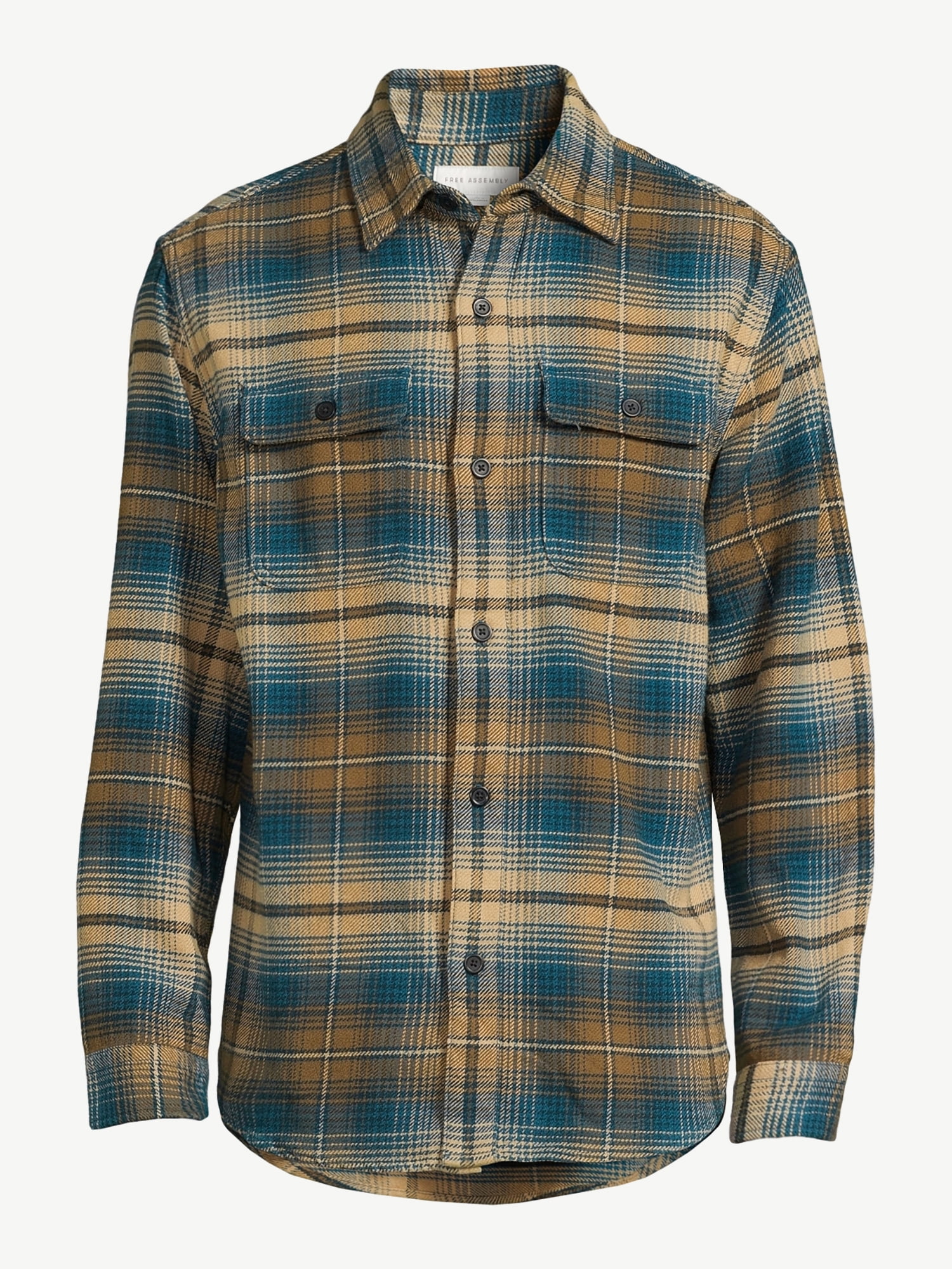 Free Assembly Men's Two-Pocket Flannel Shirt