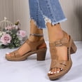 thumbnail image 6 of Mepaouo Womens Orthopedic Sandals Chunky Heel Summer Dress Pumps Platform Wedge Slip on Shoes Brown 8.5, 6 of 8