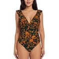 thumbnail image 2 of Yiaed Daisies Print Women's Ruffled One Piece Swimsuit V Neck Swimwear Slimming Monokini for Woman-Small, 2 of 8