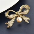 thumbnail image 3 of Rhinestone Bow Brooch Pin for Women Shiny CZ Crystal Pearl Dangling Ribbon Bow Knot Lapel Pins Wedding Party Dance Banquet Dress Suit Shirt Scraf Clip for Clothes Accessories Jewelry, 3 of 12
