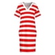 thumbnail image 4 of Vestido de fiesta de noche con bolsillos sueltos y estampado minimalista moderno de rayas blancas y rojas brillantes, 4 of 7