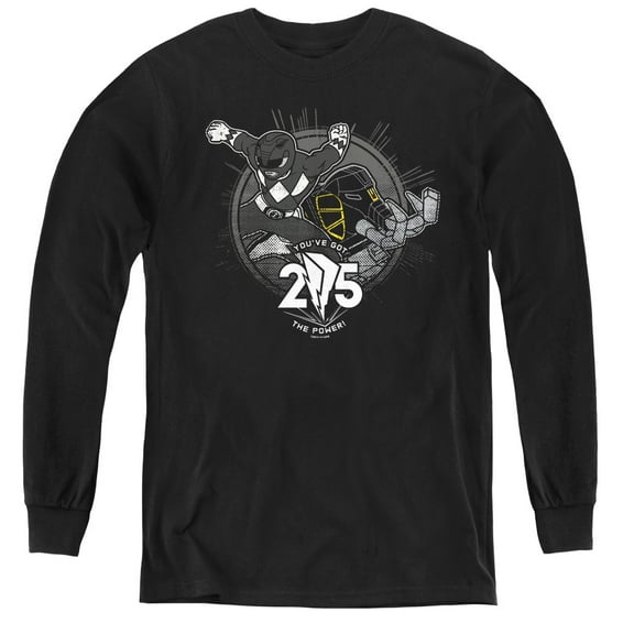 Power Rangers Black 25 Youth Long Sleeve T-Shirt Tee Black