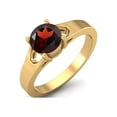 thumbnail image 2 of 925 Sterling Silver Gold Vermeil 6mm Round Garnet Solitaire Women Valentines Day Gifts Ring, 2 of 4