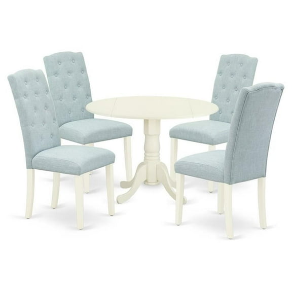 Atlin Designs 5-piece Wood Dining Set in Linen White/Baby Blue