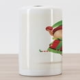 thumbnail image 3 of Elf Ceramic Toothbrush Holder, Little Boy Holding a Present Jumping up Holiday, Decorative Versatile Countertop for Bathroom, 4.5" X 2.7", Fern Green Vermilion, 3 of 4