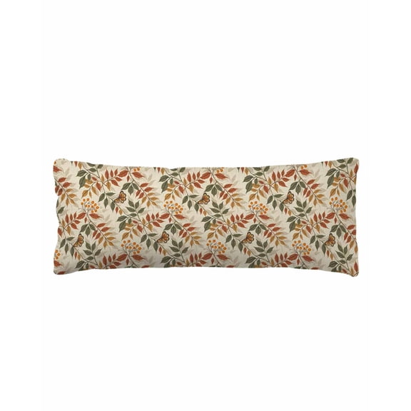 Autumn Leaves Body Pillow Cover 20 x 54 Inch Decorative Pillow Cover Rustic Vintage Fall Botanical Butterfly Lumbar Pillowcase Seasonal Rectangle Cushion Case for Couch Sofa Bed Living Room