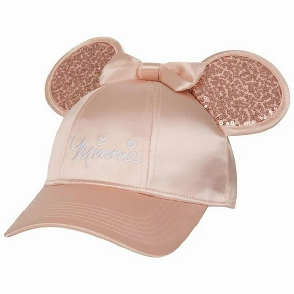 Cotton Disney Signature Glitter Rose Gold Cap with 3D Ears & Bow, Rose Gold