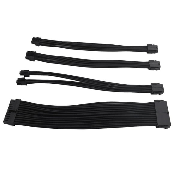 Axe 24 Broches, CPU 4+4 Broches, Câble d'Extension PCIE GPU PSU 6+2 Broches avec Peignes. Fabriqué avec Fil OFC pour HX1000, Série RM, Gaine en Nylon 30 cm