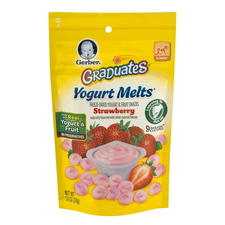 Gerber Graduates Yogurt Melts Freeze-Dried Yogurt & Fruit Snacks Strawberry, 1.0 OZ