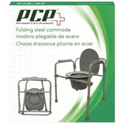 PCP Folding Coated Adjustable Steel Commode, Grey,