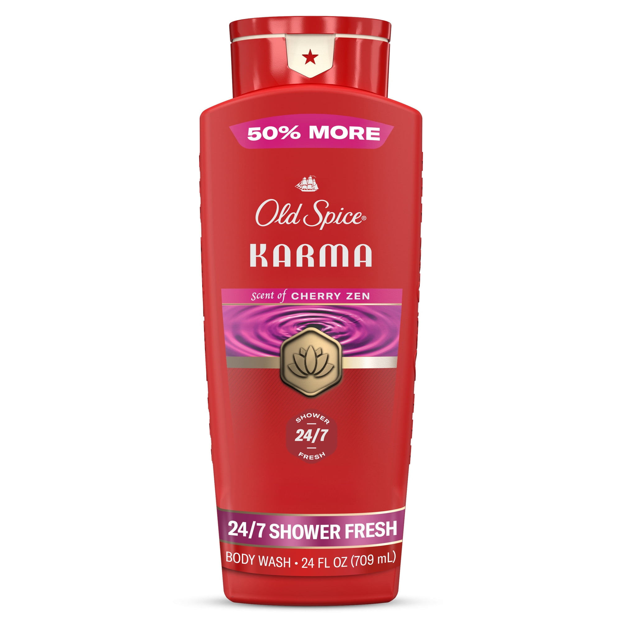 Old Spice Body Wash for Men, Red Collection, Refreshing Clean, Moisturizing Formula, Long-Lasting Fragrance, Karma Scent, 24 fl oz