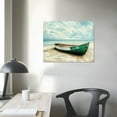thumbnail image 4 of Autua Beach Boat Picture Wall Art Abstract Green Canoe Beach Print Painting Countryside Ocean Landscape Texture Sea View Artwork Bathroom Office Living Room Decoration 16x12in, 4 of 6