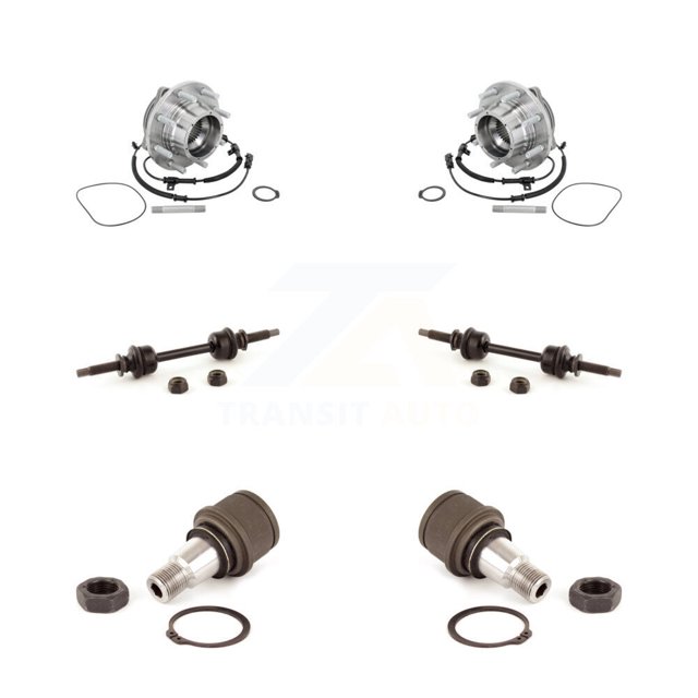 Transit Auto Front Hub Bearing Lower Ball Joint & Sway Bar Stabilizer Link Kit for Car 2011-2016 Ford F-450 Super Duty Crew Cab Pickup with 8 Lug Wheels - Left Right Side (Driver Passenger) K7T-111382