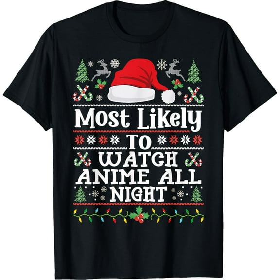Premium model-Unisex-100% cotton-Watch Anime all night - Funny Christmas Family Manga Anime T-Shirt