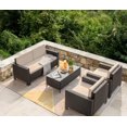 thumbnail image 6 of Vineego 4-Piece Wicker Outdoor Patio Conversation Set with Cushions, Black/Beige, 6 of 8