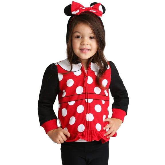 Disney baby girls Minnie Mouse Costume Zip-up Hoodie Hooded Sweatshirt, Black/Red, 5T US