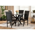 thumbnail image 5 of Jeane Modern and Contemporary Dark Brown Faux Leather Upholstered and Wood 5-Piece Dining Set, 5 of 5