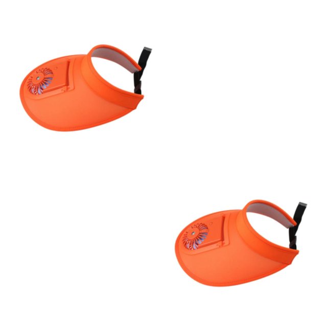 Baohd Outdoor Cooling Fan Hat Breathable Baseball Cap for Sun Protection Outdoor Camping Orange Style B 2Set