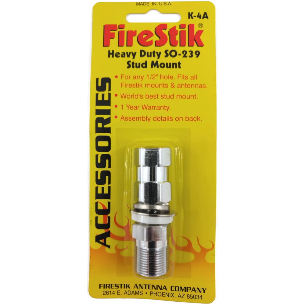 FireStik K4A Heavy Duty CB / HAM Radio Antenna Mount Stud ScrewOn