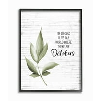Stupell Industries World Of Octobers Fall Leaves Autumn Seasonal DesignFramed Wall Art By Artist Lettered and Lined
