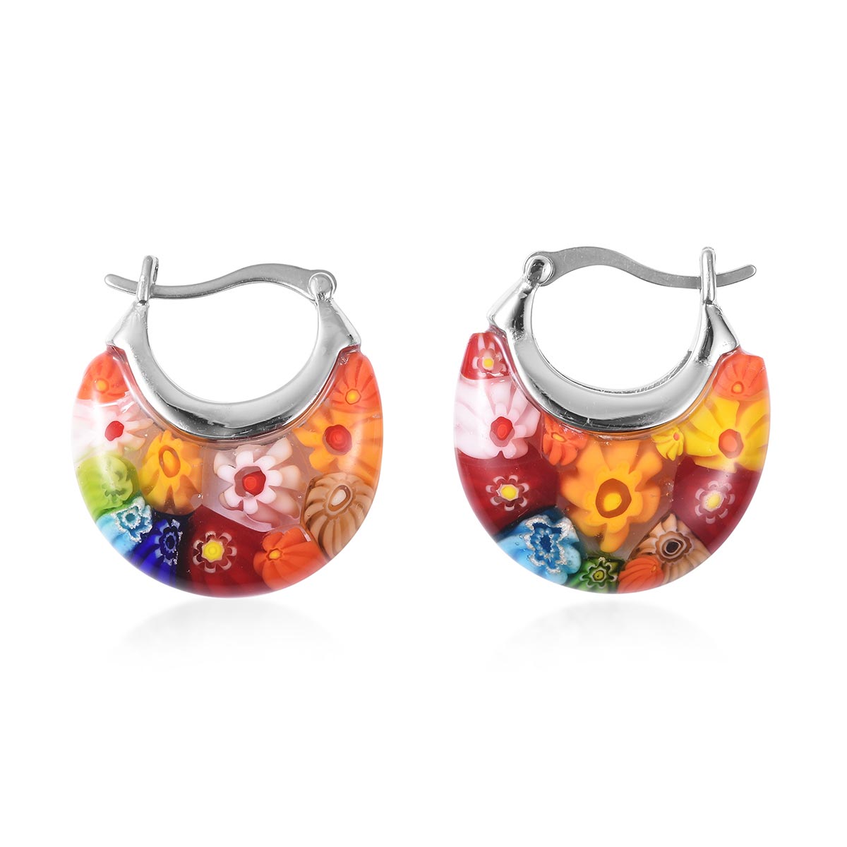 Shop LC Hoops Hoop Earrings Stainless Steel Multi Color Murano