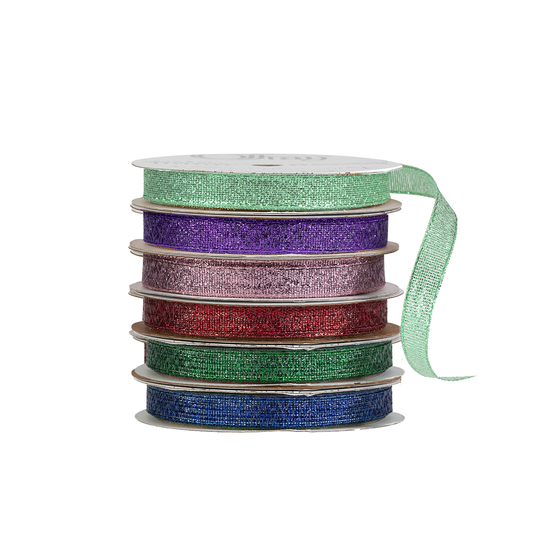 (3 pack) Offray Ribbon, Red 3/8 inch Galena Metallic Ribbon for Wedding, Crafts, and Gifting, 9 feet, 1 Each