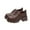 Brown, variant on Women's Round Toe Middle Heel Shoes Thick Bottom, Fashionable Design, Heightening Feature, Perfect for Office, Dressy, and Outdoor Wear, and Comfortable, Ideal Gift Option Black 36