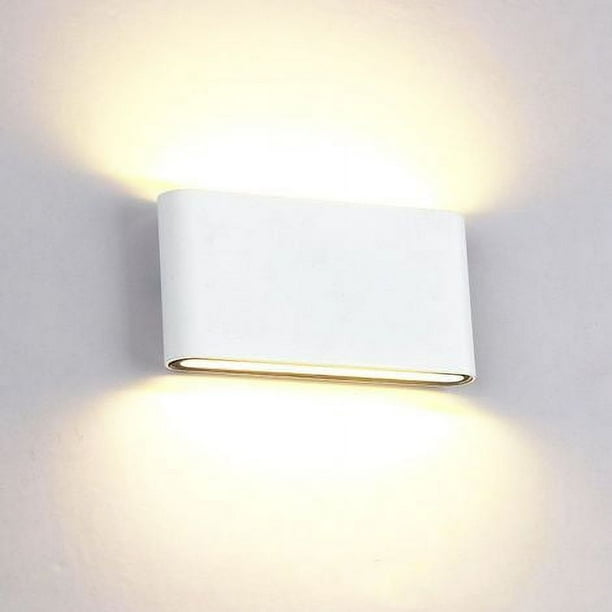 Aplique de pared para interiores y exteriores de 12 W, lámpara de pared de aluminio, iluminación arriba y abajo, diseño moderno, blanco cálido, para dormitorio, hogar, pasillo, sala de estar,