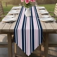 thumbnail image 6 of Table Runners 60 Inches Long, Navy Blue Pink Striped Cotton Linen Kitchen Dining Coffee Table Runner for Party Home Decor, Gradient Horizontal Lines Tabletop Dresser Scarves Runner Decor 13x60 Inch, 6 of 9