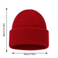 thumbnail image 4 of Fall Winter Unisex Ribbed Knitted Beanie Solid Color Fold Cuff Skull Cap Soft Stretchy Warm Beanie Hat for Men Women Casual Daily Outing Red, 4 of 5