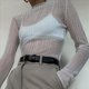 thumbnail image 4 of Tops Transparentes de Larga Plisados para Mujer M, 4 of 10