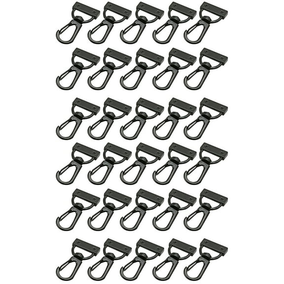 40 pcs Keychain Hooks with Swivel D-rings Heavy Duty Snap Lobster Claw Clasp Hooks for Lanyard 28mm (Black)