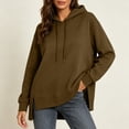 thumbnail image 6 of Cmfcve Fall Pullover Hoodies for Women Side Slit Casual Drawstring Hooded Sweatshirts Long Sleeve Tunic Shirts, 6 of 9